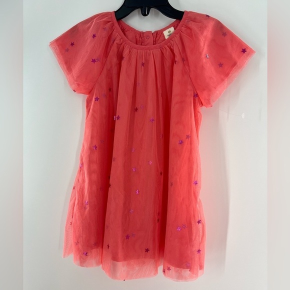 TUCKER & TATE TULLE CORAL STRAWBERRY SPARKLE STAR DRESS MADE IN INDIA - Picture 1 of 10